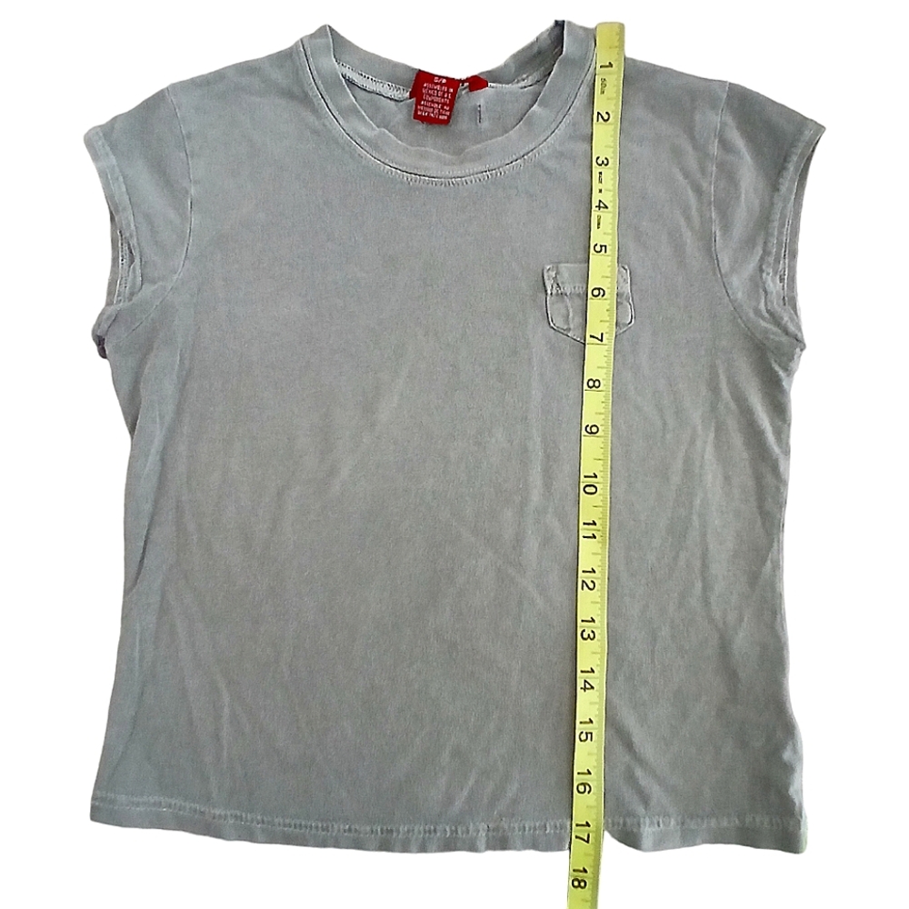 Vintage Guess Shrunken Pocket Tee Women's T-shirt Size Small Faded Olive Green - Picture 7 of 10